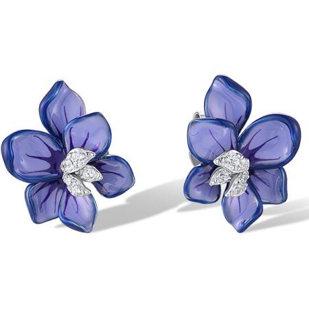 Sterling Silver Earrings Enamel,White Cubic Zirconia (E320022ENASL925)