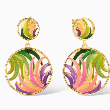 Sterling Silver w/ Yellow Plating Earrings Enamel (E320027ENA1SY925)