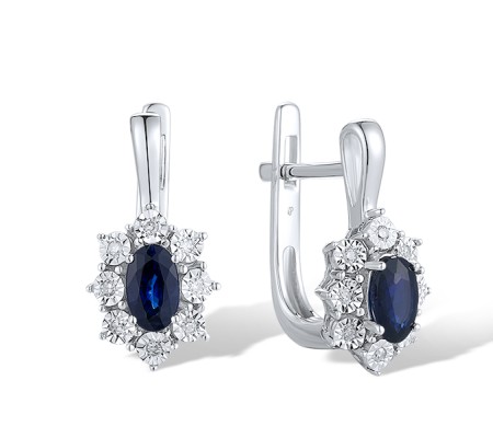 14KW Earrings Blue Sapphire,Diamond (E320055SAP14KW)