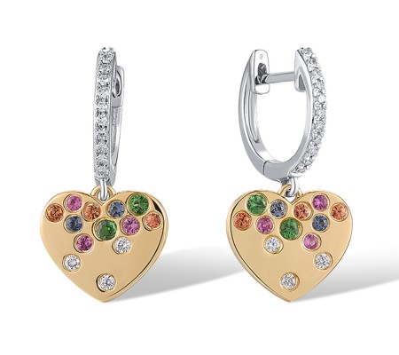 14TT Earrings Blue Sapphire,Diamond,Green Garnet,Orange Sapphire,Pink Sapphire (E320077MUL14TT)
