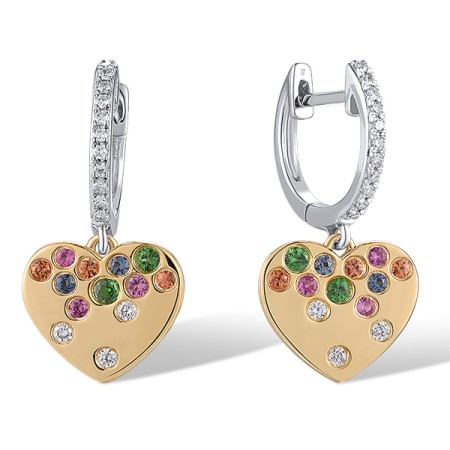 14TT Earrings Blue Sapphire,Diamond,Green Garnet,Orange Sapphire,Pink Sapphire (E320077MUL14TT)