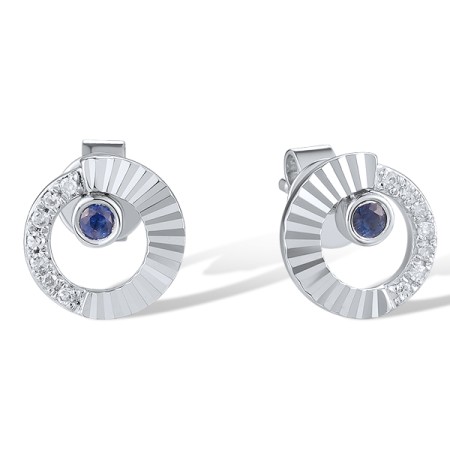 14KW Earrings Blue Sapphire,Diamond (E320080SAP14KW)