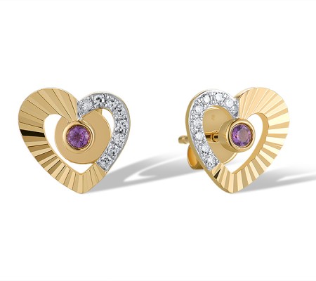 14KYW Earrings Diamond,Amethyst (E320081AME14KYW)