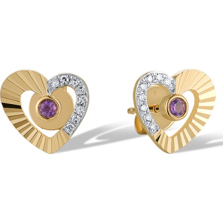 14KYW Earrings Diamond,Amethyst (E320081AME14KYW)