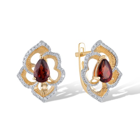 14KYW Earrings Diamond,Garnet (E320104GAN14KYW)