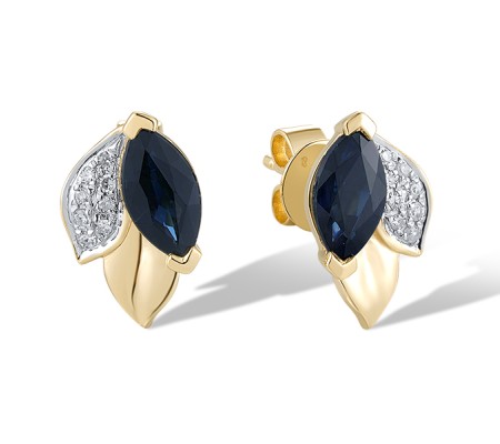 14KYW Earrings Diamond,Blue Sapphire (E320121SAP14KYW)
