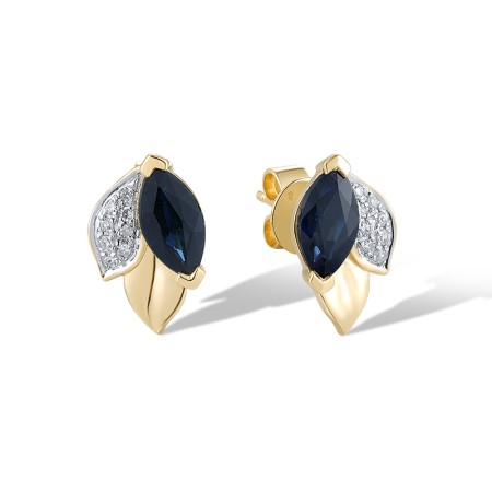 14KYW Earrings Diamond,Blue Sapphire (E320121SAP14KYW)