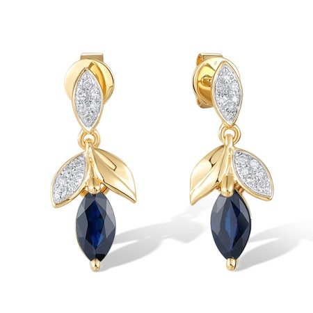 14KYW Earrings Blue Sapphire,Diamond (E320122SAP14KYW)