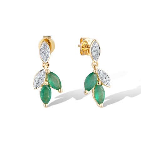 14KYW Earrings Diamond,Emerald (E320123EMR14KYW)