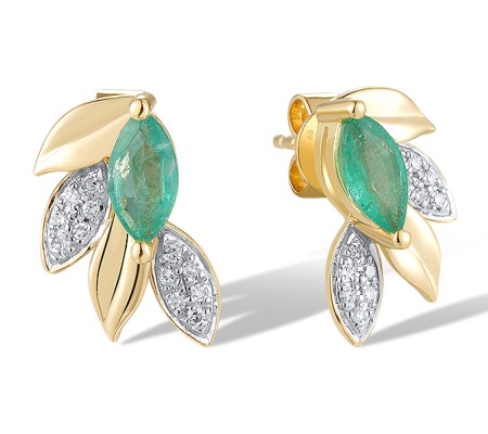 14KYW Earrings Diamond,Emerald (E320124EMR14KYW)