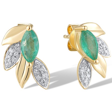 14KYW Earrings Diamond,Emerald (E320124EMR14KYW)