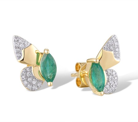 14KYW Earrings Diamond,Emerald (E320126EMR14KYW)