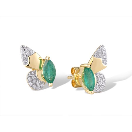 14KYW Earrings Diamond,Emerald (E320126EMR14KYW)