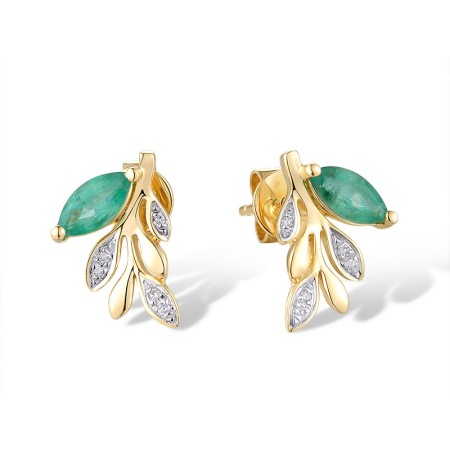 14KYW Earrings Diamond,Emerald (E320127EMR14KYW)