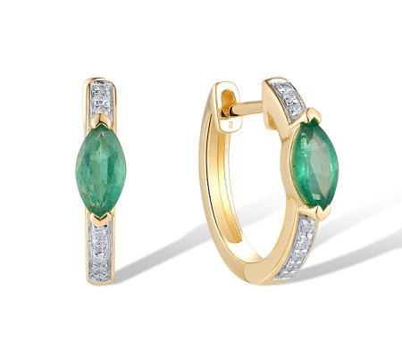 14KYW Earrings Diamond,Emerald (E320128EMR14KYW)