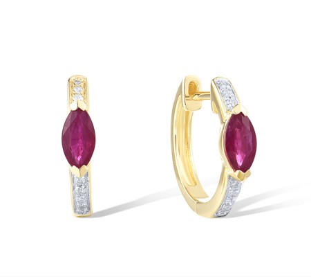 14KYW Earrings Ruby,Diamond (E320128RUY14KYW)
