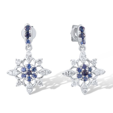 14KW Earrings Blue Sapphire,Diamond (E320134SAP14KW)