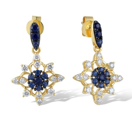 14KYB Earrings Diamond,Blue Sapphire (E320134SAP14KYB)