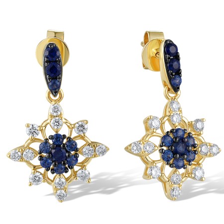14KYB Earrings Diamond,Blue Sapphire (E320134SAP14KYB)
