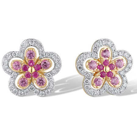 14RTT Earrings Diamond,Pink Sapphire,Ruby (E320136PRU14RTT)
