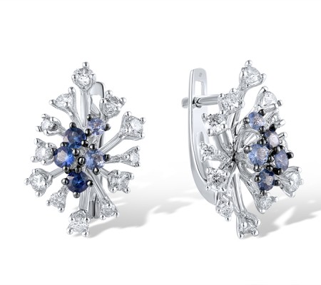 14KWB Earrings Blue Sapphire,Diamond (E320137SAP14KWB)