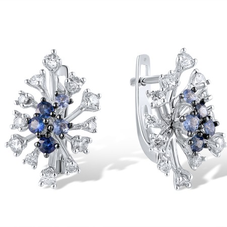 14KWB Earrings Blue Sapphire,Diamond (E320137SAP14KWB)