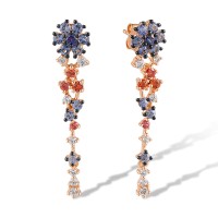 14KRB Earrings Orange Sapphire,White Sapphire,Blue Sapphire (E320139OSSW14KRB)