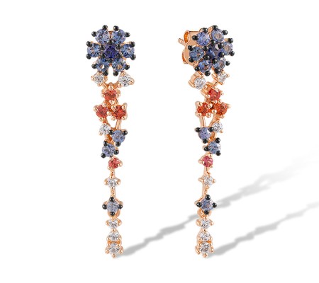 14KRB Earrings Orange Sapphire,White Sapphire,Blue Sapphire (E320139OSSW14KRB)