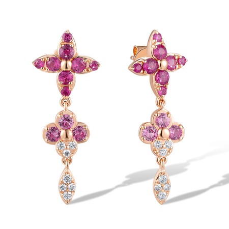 14KR Earrings Diamond,Pink Sapphire,Ruby (E320141PRU14KR)