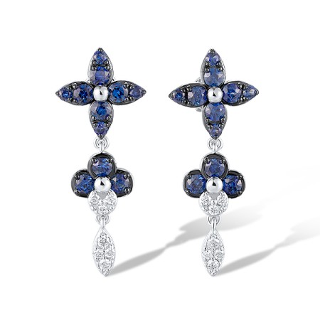 14KWB Earrings Blue Sapphire,Diamond (E320141SAP14KWB)