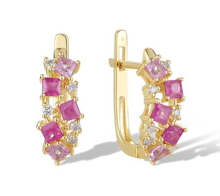 14KY Earrings Diamond,Pink Sapphire,Ruby (E320152PRU14KY)