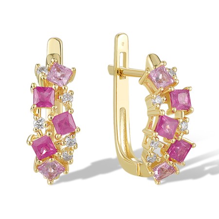 14KY Earrings Diamond,Pink Sapphire,Ruby (E320152PRU14KY)