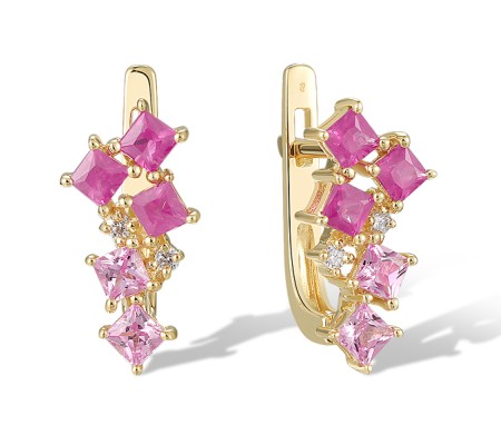 14KY Earrings Diamond,Pink Sapphire,Ruby (E320153PRU14KY)