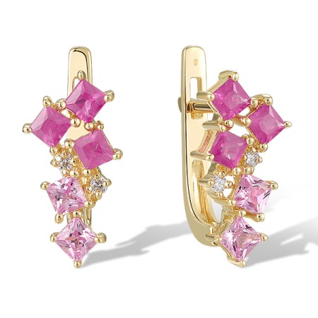 14KY Earrings Diamond,Pink Sapphire,Ruby (E320153PRU14KY)