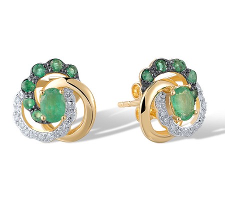 14KYWB Earrings Diamond,Emerald (E320191EMR14KYWB)