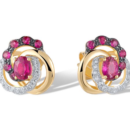 14KYWB Earrings Diamond,Ruby (E320191RUY14KYWB)