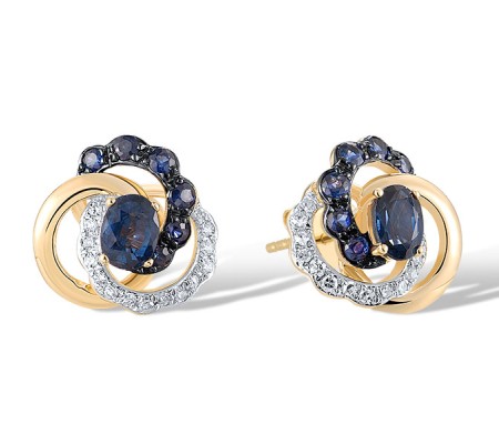 14KYWB Earrings Blue Sapphire,Diamond (E320191SAP14KYWB)
