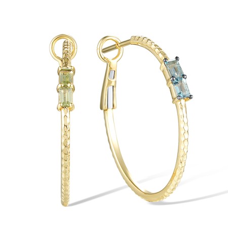 14KYB Earrings Blue Topaz (Swiss Blue),Peridot (E320218PDB14KYB)
