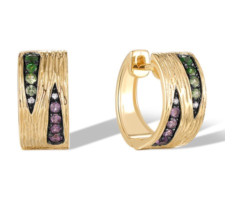 14KYB Earrings Amethyst,Diamond,Green Garnet (E320222AAGN14KYB)