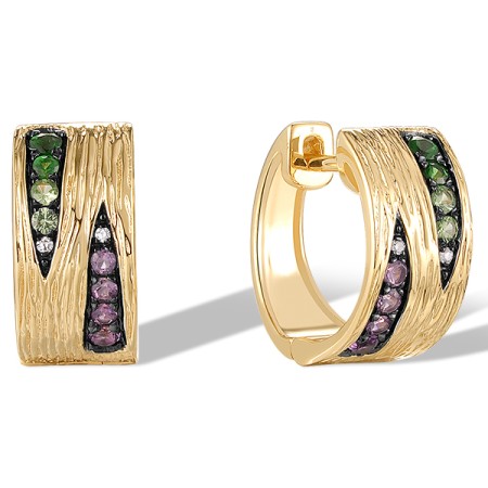 14KYB Earrings Amethyst,Diamond,Green Garnet (E320222AAGN14KYB)