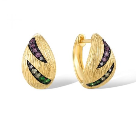 14KYB Earrings Amethyst,Diamond,Green Garnet (E320224AAGN14KYB)