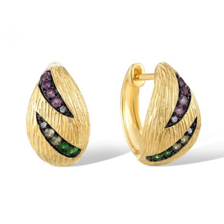 14KYB Earrings Amethyst,Diamond,Green Garnet (E320224AAGN14KYB)