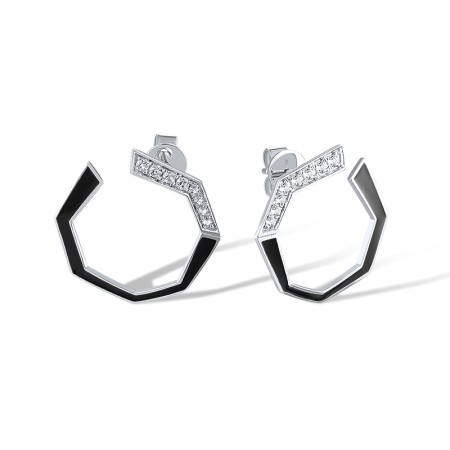 14KW Earrings Enamel,White Topaz (E320227ENA14KW)