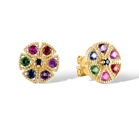 14KY Earrings Amethyst,Blue Sapphire,Green Garnet,Orange Sapphire,Pink Sapphire,Ruby (E320270MUL14KY)
