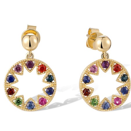 14KY Earrings Amethyst,Blue Sapphire,Garnet,Green Garnet,London Blue Topaz,Orange Sapphire,Pink Sapphire,Ruby (E320271MUL14KY)