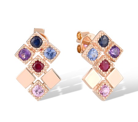 14KR Earrings Pink Sapphire,Ruby,Amethyst,Blue Sapphire (E320272MUL14KR)