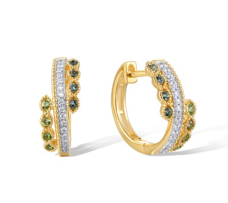 14KYW Earrings Diamond,Green Garnet,London Blue Topaz (E320289GLT14KYW)