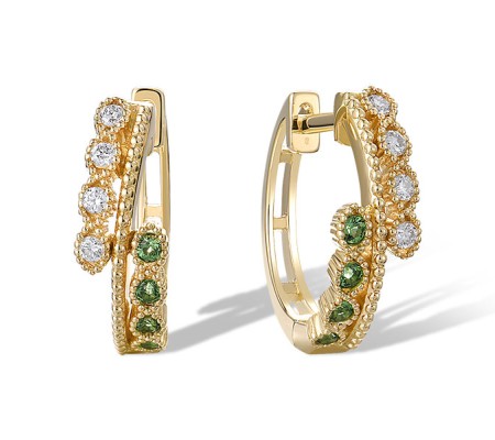14KY Earrings Diamond,Green Garnet (E320290GNG14KY)