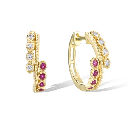 14KY Earrings Ruby,Diamond (E320290RUY14KY)