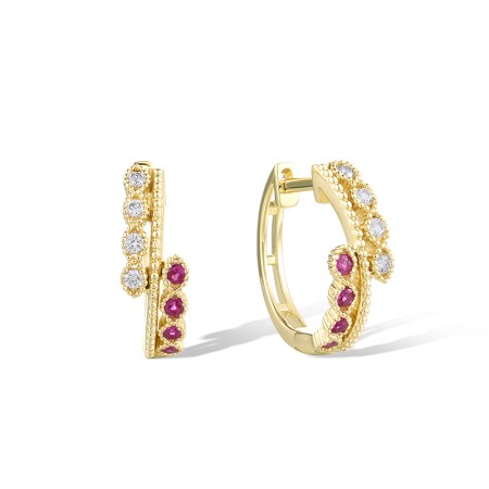 14KY Earrings Ruby,Diamond (E320290RUY14KY)